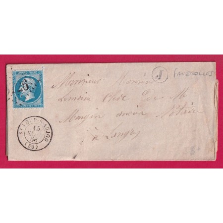 N°22 GC 3726 ST LOUP SUR AUJON HAUTE MARNE BOITE RURALE J FAVEROLLES POUR LANGRES LETTRE COVER