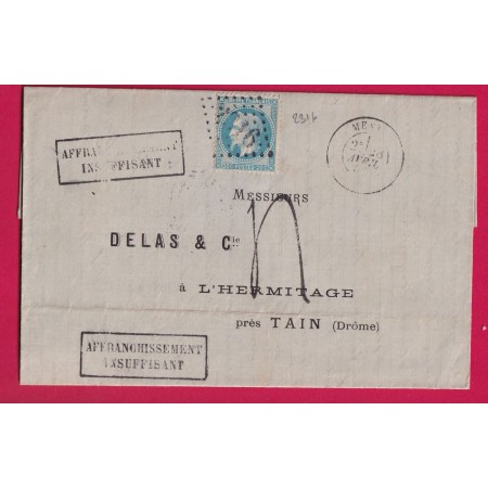 N°29 GC 2316 MENTON ALPES MARITIMES TAXE TAMPON 4 AFFRANC INSUFF POUR TAIN DROME LETTRE COVER