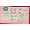 N°29 GC 676 BURZET ARDECHE CAD TYPE 22 ¨POUR LYON RHONE 1869 LETTRE COVER