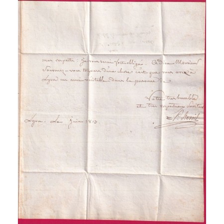 LETTRE PAR PORTEUR POUR LE CARDINAL FESCH ONCLE DE NAPOLEON PARIS 1813 TEXTE DE LYON RHONE LETTRE COVER