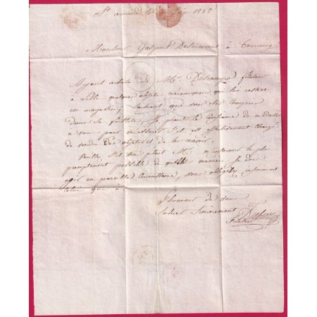 MARQUE 57 ST AMAND LES EAUX NORD 1828 POUR TOURCOING TAXE 3 RECTIFIEE 2 INDICE 10 LETTRE COVER