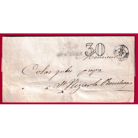 FRANCHISE PREFET DE L' AIN 1864 POUR ST NIZIER LE BOUCHOUX LETTRE COVER
