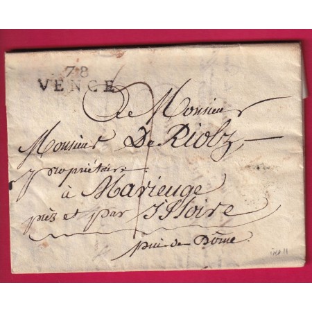 MARQUE 78 VENCE DIMENSION 39X9 VAR TARDIVE 1832 NON SIGNALE PAR V. POTHION POUR ISSOIRE PUY DE DOME LETTRE COVER