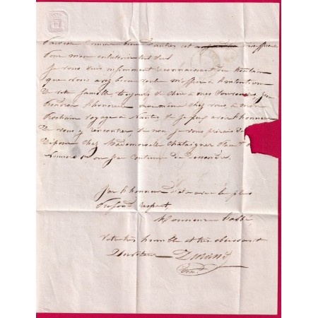 CURSIVE 42 JOUE SUR ERDRE LOIRE INFERIEURE BOITE RURALE C TRANS TAXE LOCALE 1 POUR NANTES INDICE 16 LETTRE COVER