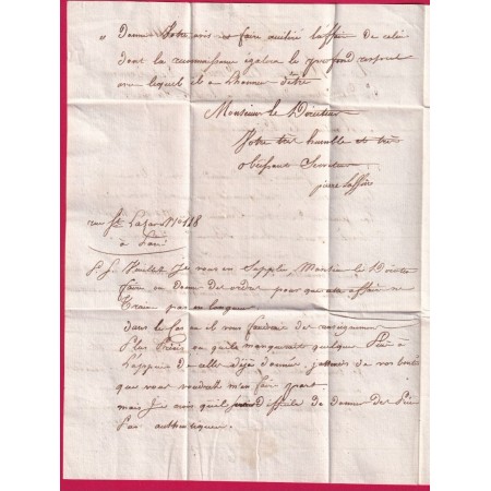 MARQUE PORT PAYE PARIS  POUR LONS LE SAULNIER JURA 1816 LETTRE COVER