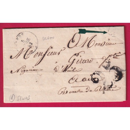 CAD TYPE 15 ORGON BOITE RURALE A SENAS BOUCHES DU RHONE POUR AIX EN PROVENCE TAXE 25 OMBREE LETTRE COVER