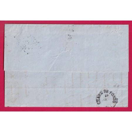 N°14 X2 BLEU CIEL PC 378 BESANCON DOUBS POUR LA CHAUX DE FONDS 1858 LETTRE COVER