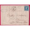 N°14Ae BLEU SUR LILAS PC 1727 LILLE NORD POUR HENIN LIETARD 1858 LETTRE COVER