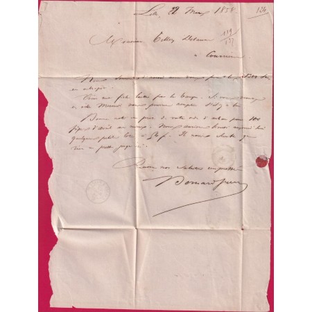 N°14Ae BLEU SUR LILAS PC 1727 LILLE NORD POUR HENIN LIETARD 1858 LETTRE COVER