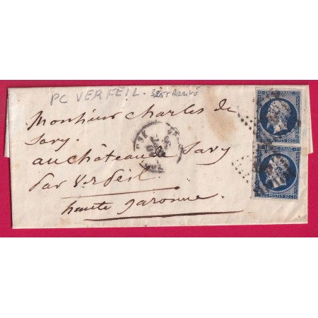 N°14 BLEU NOIR PC 3255 VERFEIL EN ARRIVE DEPART TOULOUSE HAUTE GARONNE LETTRE COVER