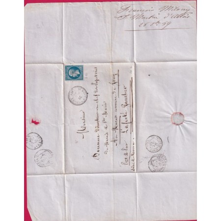 N°14 PC 3191 ST MARTIN D'ABLOIS MARNE CAD TYPE 22 POUR LA FERTE GAUCHER INDICE 12 LETTRE COVER