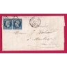 N°14 PAIRE TTB PARIS BUREAU A POUR MAUBEUGE NORD LETTRE COVER