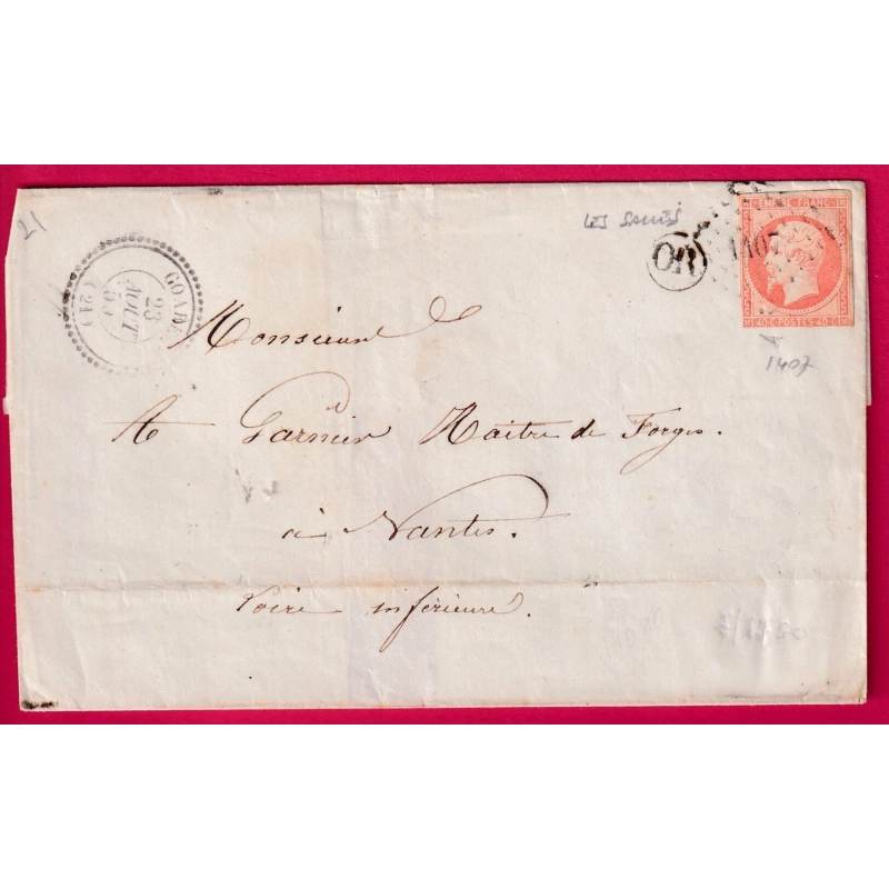 N°16 PC 1407 GOAREC COTES DU NORD OR LES SALLES POUR NANTES LETTRE COVER
