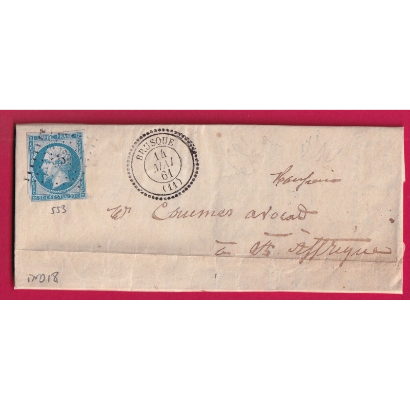 N°14 PC 553 BRUSQUE AVEYRON POUR ST AFFRIQUE INDICE 18 LETTRE COVER