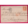 N°23 VARIETE PIQUAGE A CHEVAL PARIS ETOILE 1 POUR BARCELONE ESPAGNE SPAIN 1866 LETTRE COVER