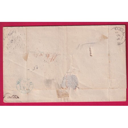 N°23 VARIETE PIQUAGE A CHEVAL PARIS ETOILE 1 POUR BARCELONE ESPAGNE SPAIN 1866 LETTRE COVER