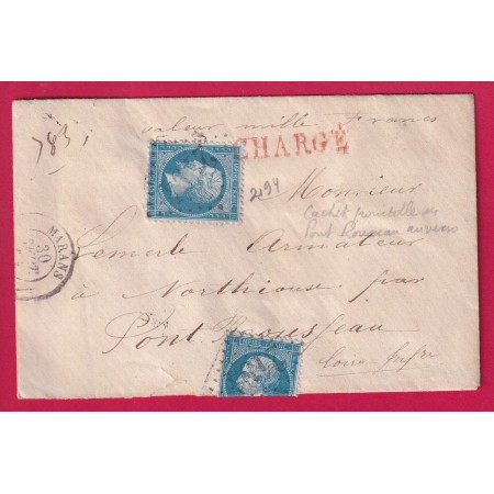 N°22 GC 2194 MARANS  CHARENTE INFERIEURE POUR PONT ROUSSEAU LOIRE INFERIEURE LETTRE CHARGE COVER