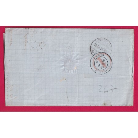 N°35 + 60 GC 1769 LE HAVRE SEINE INFERIEURE TARIF A 30C POUR GENEVE SUISSE LETTRE COVER