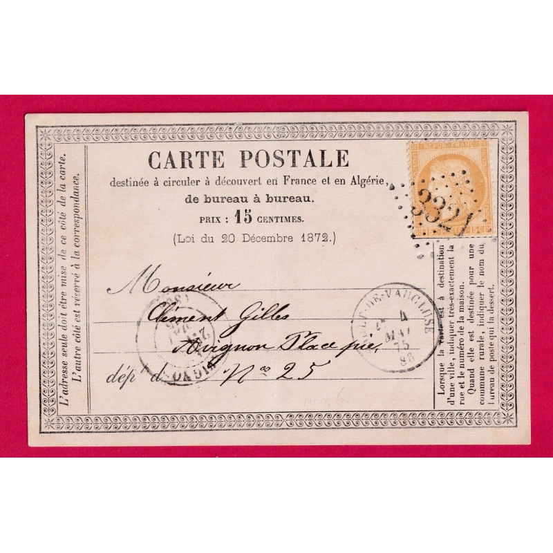 N°55 GC 3321 SAULT DE VAUCLUSE CAD TYPE 16 POUR AVIGNON LETTRE COVER