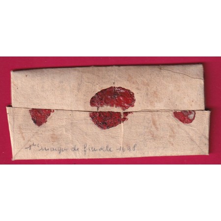 LETTRE DE GRENOBLE ISERE 1696 POUR LYON PRISON PIERRE CHAIZE + CROQUIS DANS TEXTE LETTRE COVER