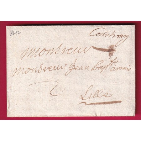 MARQUE MANUSCRIT DE COUTRAY BELGIQUE 1697 POUR LILLE FRANCE NORD LETTRE COVER