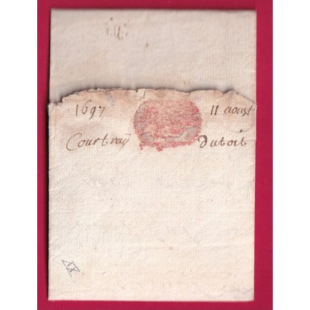 MARQUE MANUSCRIT DE COUTRAY BELGIQUE 1697 POUR LILLE FRANCE NORD LETTRE COVER