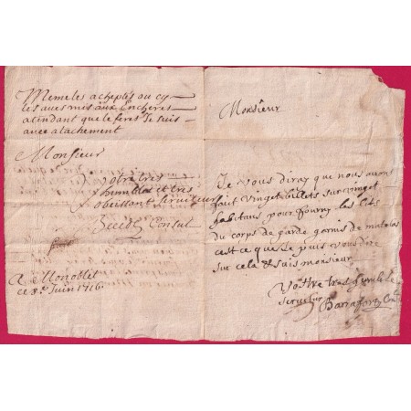 LETTRE DE MONOBLET GARD 1716 POUR COLOGNAC LETTRE COVER