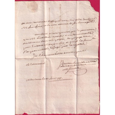MARQUE DE TOULOUSE HAUTE GARONNE LENAIN N°41 1777 INDICE 12 POUR NIMES GARD LETTRE COVER