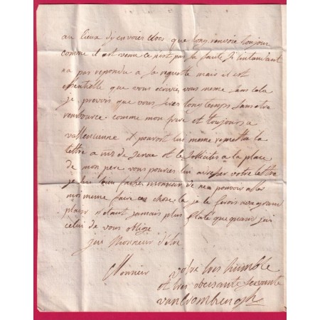 MARQUE VALENCIENNES NORD 1781 LENAIN N°9 POUR PARIS INDICE 12 LETTRE COVER