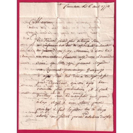 MARQUE MANUSCRIT DE PIERRELATTE DROME 1774 LENAIN N°1A INDICE 10 POUR NIMES GARD LETTRE COVER