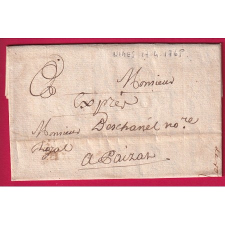 LETTRE DE NIMES GARD 1768 MENTION MANUSCRIT PAR EXPRES LETTRE COVER