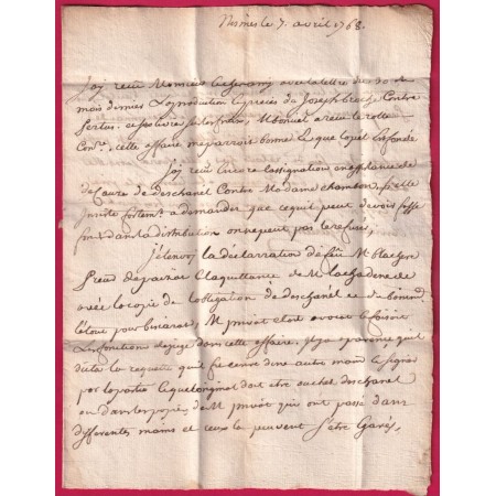 LETTRE DE NIMES GARD 1768 MENTION MANUSCRIT PAR EXPRES LETTRE COVER
