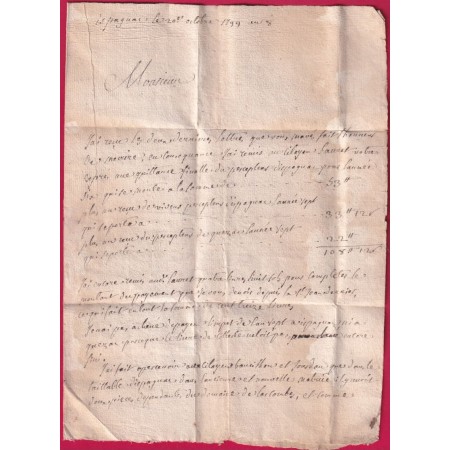 LETTRE DE ISPAGNAC LOZERE 1799 AN8 MENTION PORT 4 SOLS 8 SOUS POUR ALAIS ALES GARD LETTRE COVER