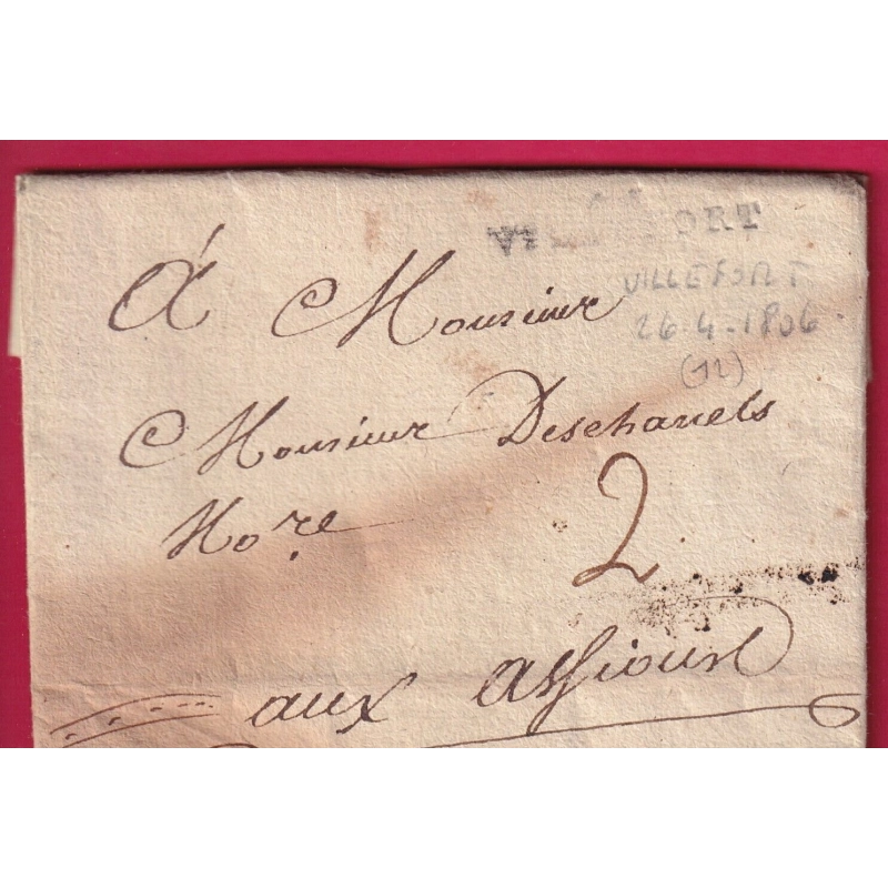 MARQUE 46 VILLEFORT LOZERE 1806 INDICE 12 LETTRE COVER