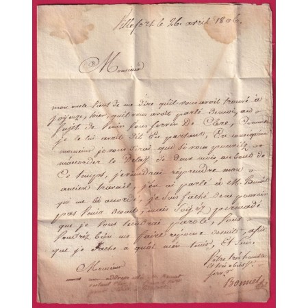 MARQUE 46 VILLEFORT LOZERE 1806 INDICE 12 LETTRE COVER