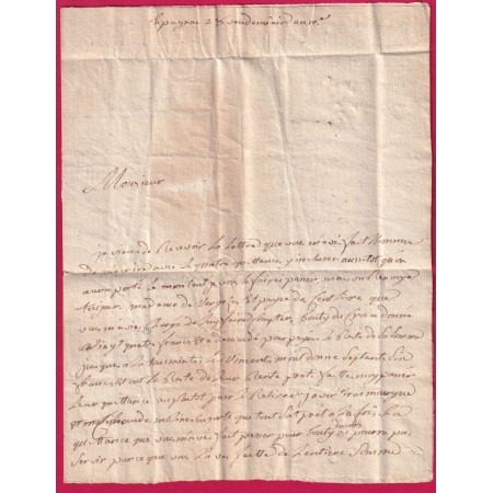 DEBOURSE MANUSCRIT NIMES GARD + CACHET ARRIVE SPECIAL NIMES 11 BRUMAIRE AN 10 DEPART FLORAC LOZERE TEXTE ISPAGNAC LETTRE