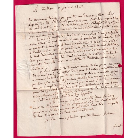 MARQUE P11P MILHAUD MILLAU AVEYRON 1823 POUR BELMONT PAR ST AFFRIQUE INDICE 12 LETTRE COVER