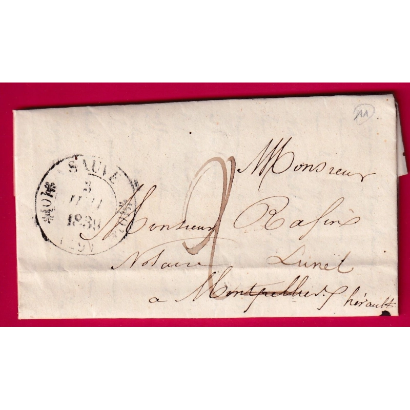 CAD TYPE 11 SAUVE GARD 1839 POUR MONTPELLIER HERAULT REEXP LUNEL INDICE 11 LETTRE COVER