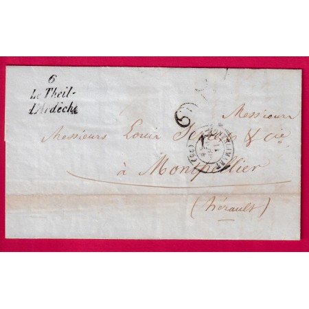 CURSIVE 6 LE THEIL D' ARDECHE CAD TYPE 15 MONTELIMAR POUR MONTPELLIER INDICE 10 LETTRE COVER