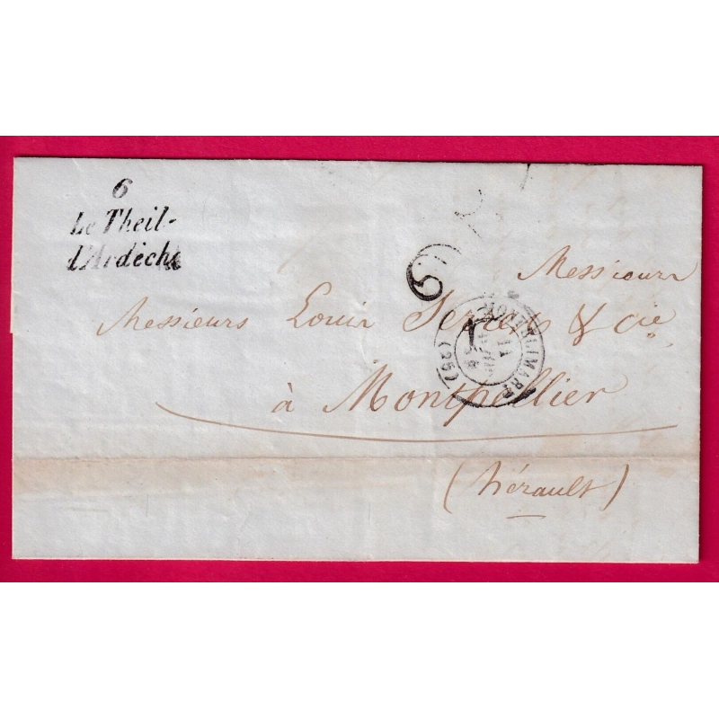 CURSIVE 6 LE THEIL D' ARDECHE CAD TYPE 15 MONTELIMAR POUR MONTPELLIER INDICE 10 LETTRE COVER