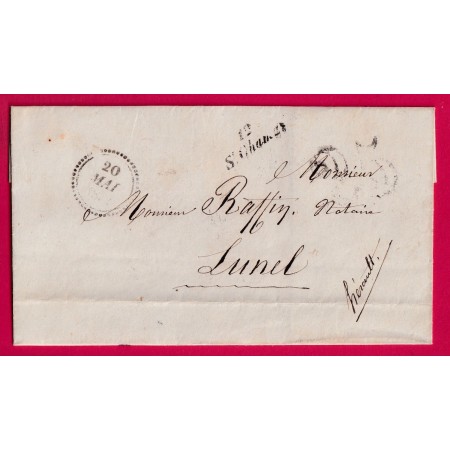 CURSIVE 12 ST CHAMAS BOUCHES DU RHONE DATEUR B POUR LUNEL LETTRE COVER
