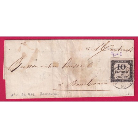 TAXE N°1 PC 462 BOURBONNE LES BAINS HAUTE MARNE RARE ASSOCATION N°1 ET PC LETTRE COVER