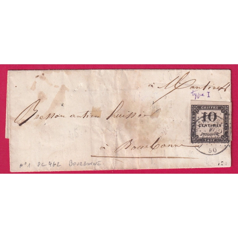 TAXE N°1 PC 462 BOURBONNE LES BAINS HAUTE MARNE RARE ASSOCATION N°1 ET PC LETTRE COVER