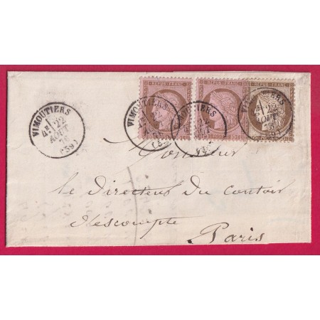 N°54 X2 56 CAD TYPE 16 VIMOUTIERS ORNE POUR PARIS LETTRE COVER