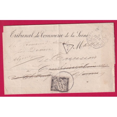 CAD IMPRIME PARIS PP40 TAXE N°18 CHARNY YONNE REEXP OUERA ALGERIE 1889 RARE LETTRE COVER