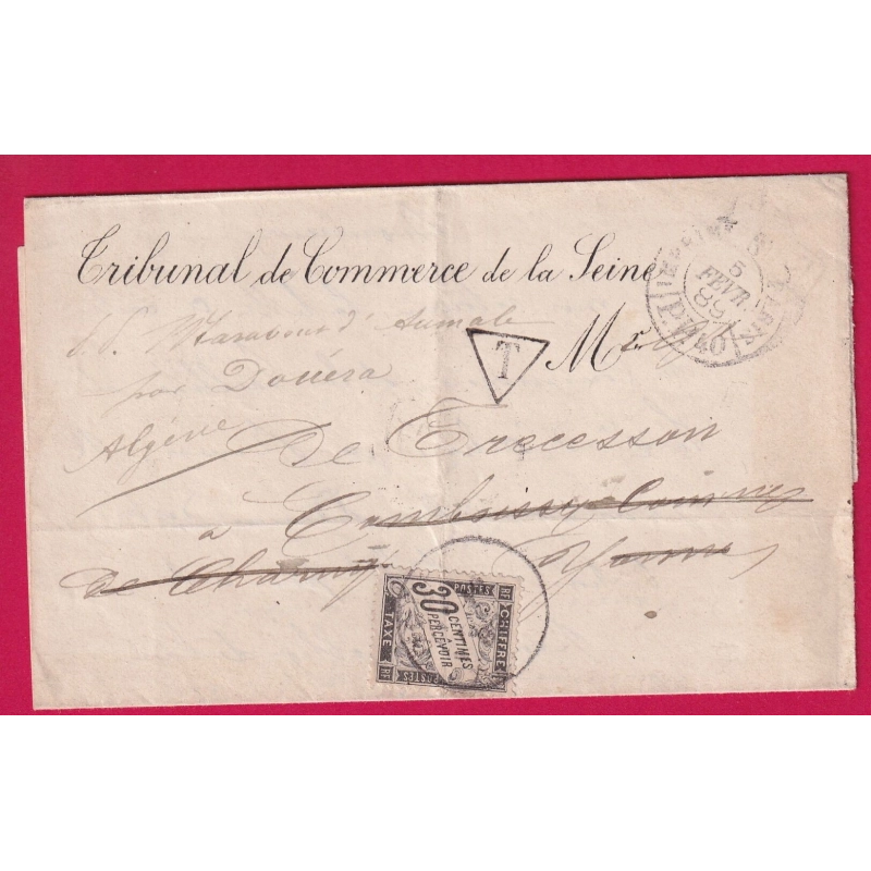 CAD IMPRIME PARIS PP40 TAXE N°18 CHARNY YONNE REEXP OUERA ALGERIE 1889 RARE LETTRE COVER