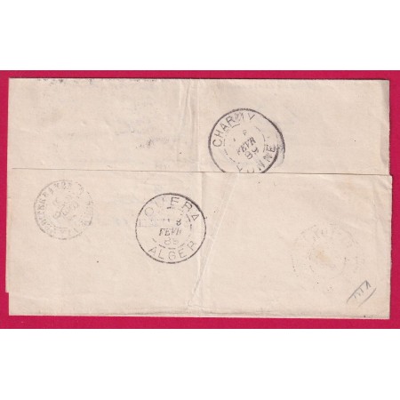 CAD IMPRIME PARIS PP40 TAXE N°18 CHARNY YONNE REEXP OUERA ALGERIE 1889 RARE LETTRE COVER