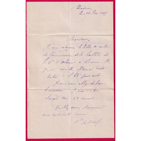 CAD IMPRIME PARIS PP40 TAXE N°18 CHARNY YONNE REEXP OUERA ALGERIE 1889 RARE LETTRE COVER