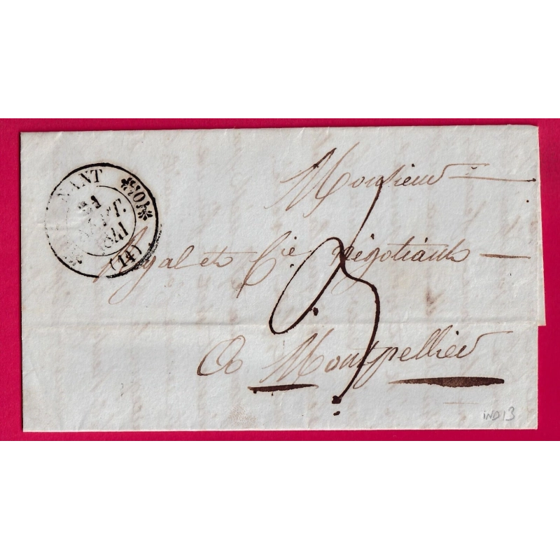 CAD TYPE 11 NANT AVEYRON POUR MONTPELLIER HERAULT 1841 INDICE 13 LETTRE COVER FRANCE