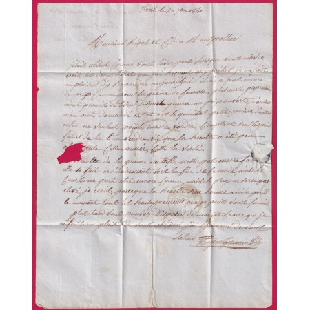 CAD TYPE 11 NANT AVEYRON POUR MONTPELLIER HERAULT 1841 INDICE 13 LETTRE COVER FRANCE